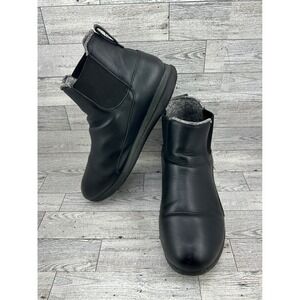 Kuru Black Leather Faux Fur Lined‎ Chelsea Boots Women's Size 10 Medium